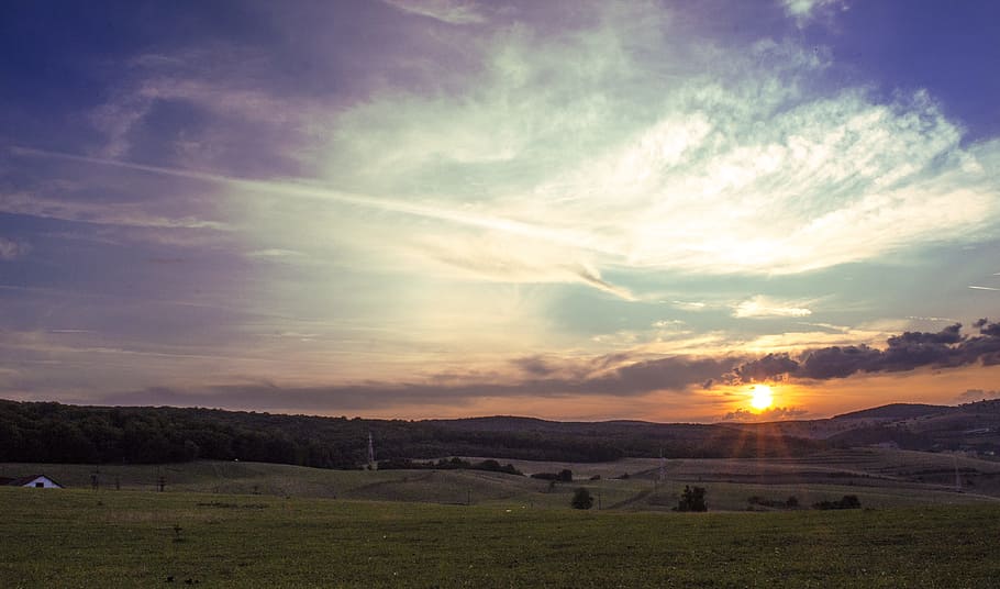 sunset, dramatic, clouds, sky, nature, landscape, cloud - sky HD wallpaper
