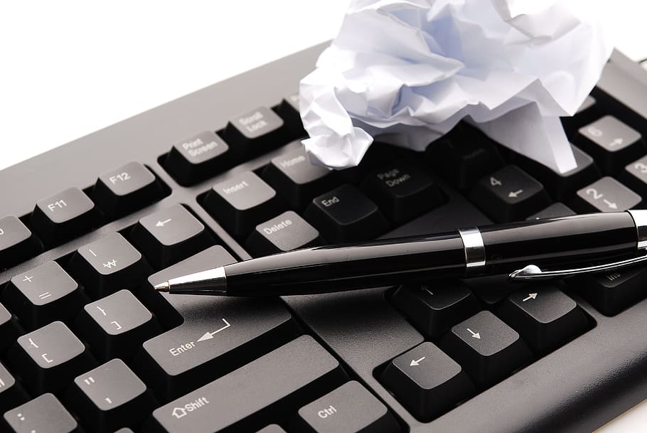 black retractable pen on computer keyboard, plan, success, failure HD wallpaper