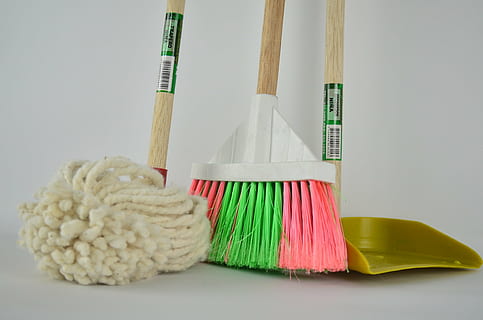 white floor map, broom and dustpan, ragpicker, mop, toilet HD wallpaper