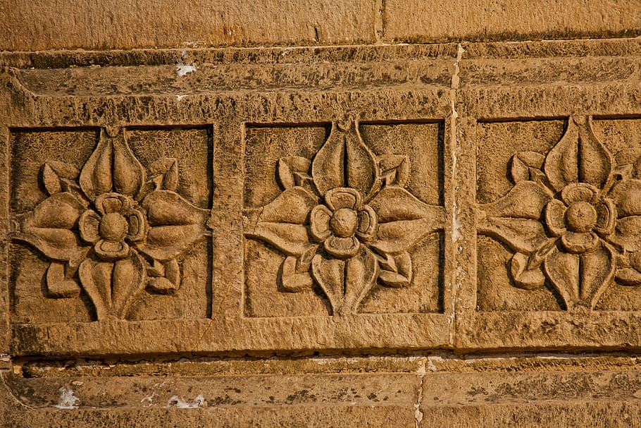 carved, flower, pattern, wood, wall, vintage, no people, art and craft HD wallpaper