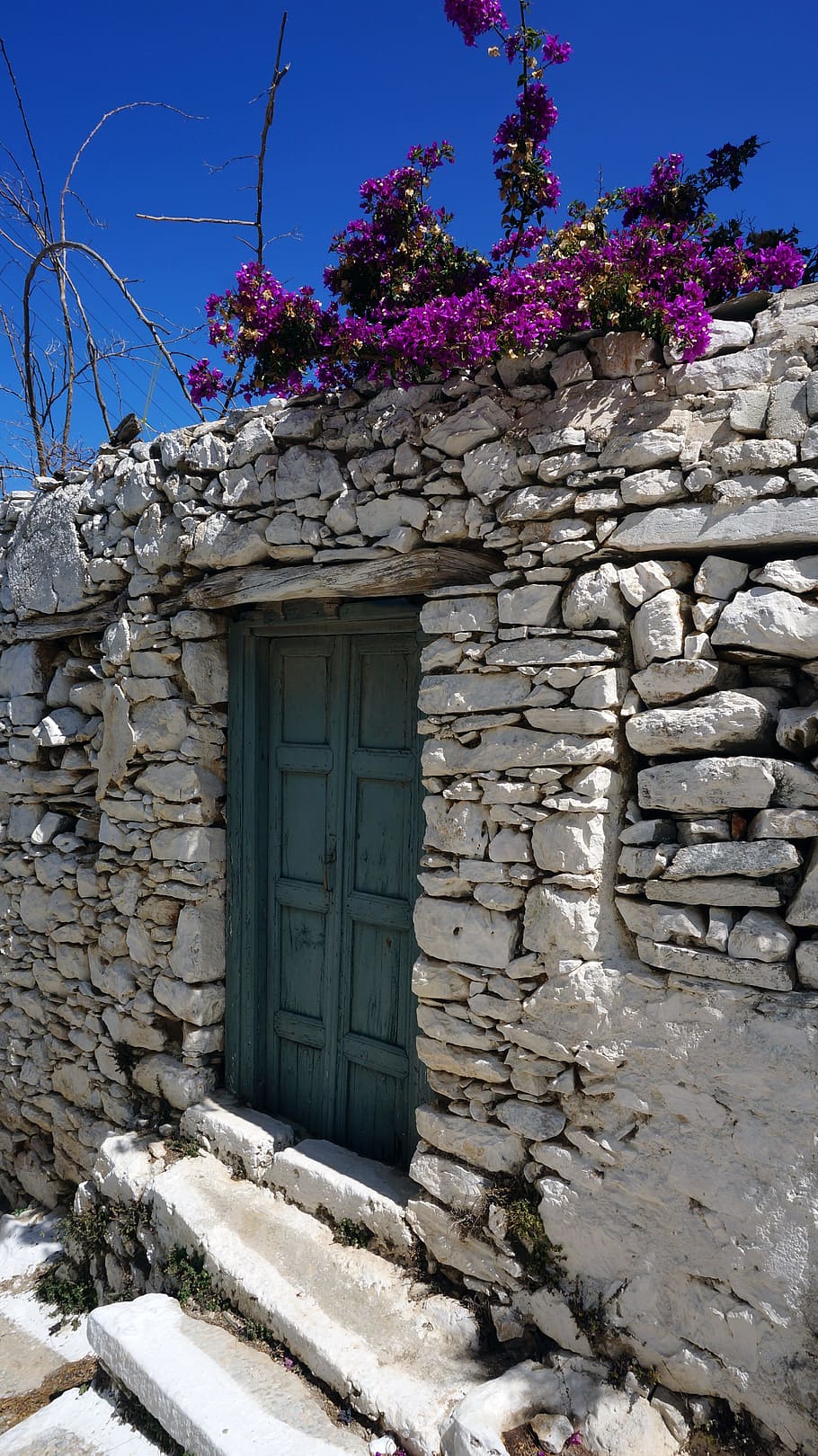 Greek, Island, Blue, Blue Sky, Old Town, Door, greek island, HD wallpaper