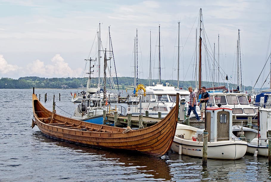 viking ship, port, harbour, denmark, nautical vessel, transportation, HD wallpaper
