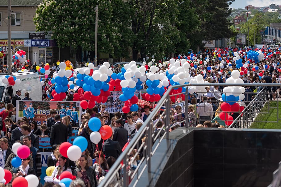 crowd, people, many, flag, large group of people, real people HD wallpaper