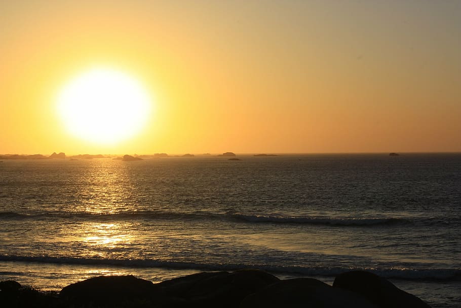 beach, sunset, ocean, sea, sky, water, nature, vacation, travel HD wallpaper