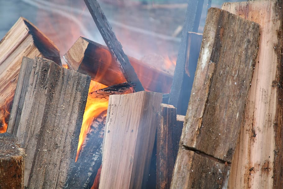 fire, campfire, wood, burn, flames, wood - material, no people HD wallpaper