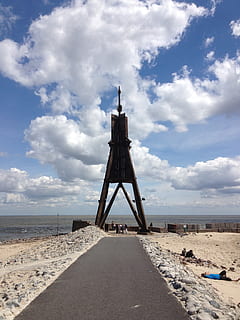 cuxhaven, kugelbake, sky, cloud - sky, land, water, architecture HD wallpaper