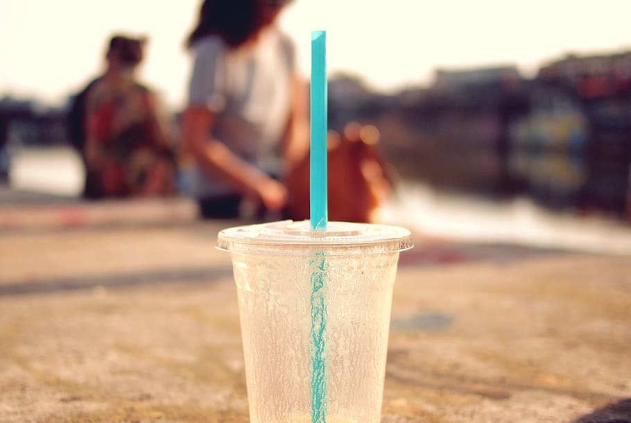 drink, drinks, cup, straw, summer, focus on foreground, day HD wallpaper