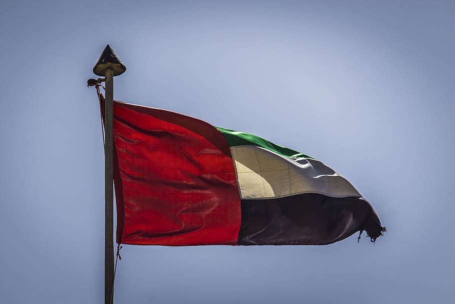 Emirates, Flag, Sky, Blue, Colors, holiday, wind, blue sky