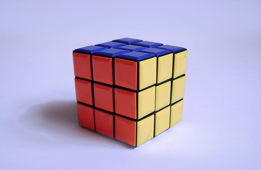 cube, rubik, colors, cube Shape, puzzle Cube, red, studio shot HD wallpaper