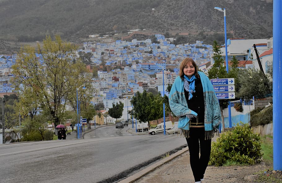 chefchaouen, morocco, city, one person, real people, young women, HD wallpaper
