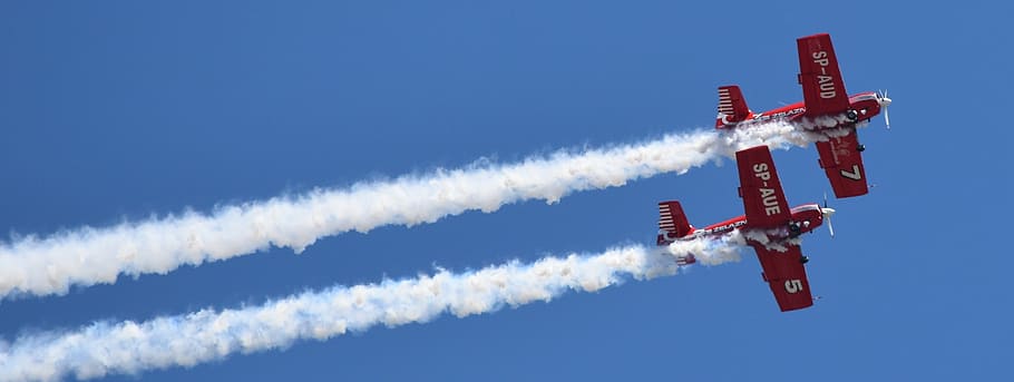 the plane, air show, air vehicle, vapor trail, sky, transportation HD wallpaper