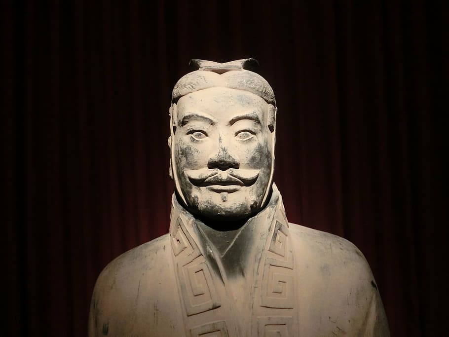 close-up photo of man concrete statue, xian, warriors, old HD wallpaper