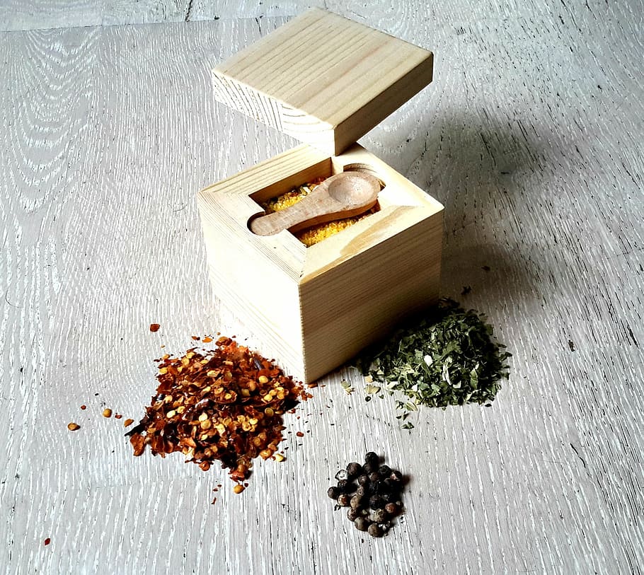 wood, box, salt, table, gift, decoration, spices, vintage, retro HD wallpaper