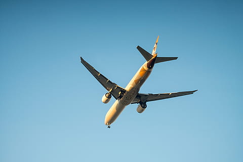 airplane at sky, flying, flight, travel, aircraft, transportation HD wallpaper