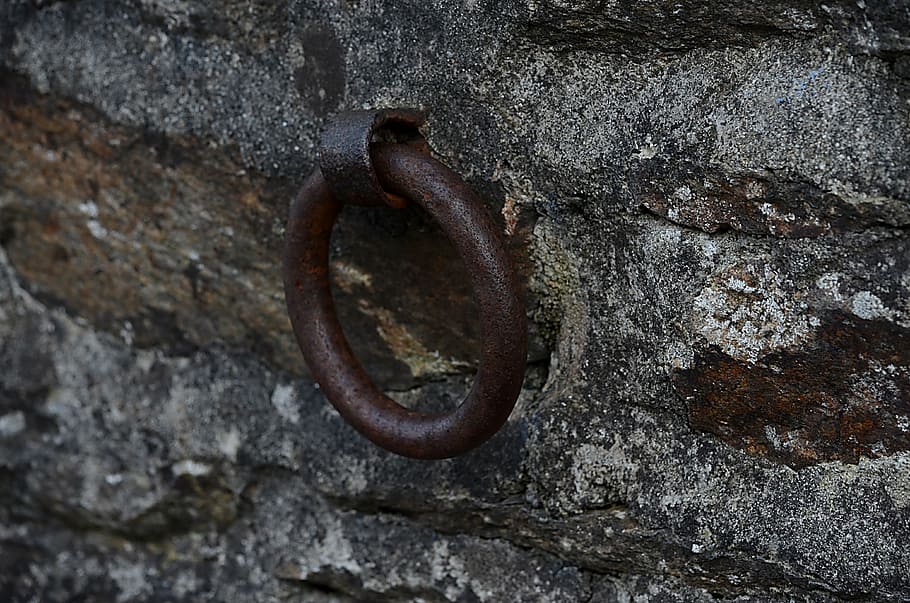 ring, metal, rust, rusty, wall, old, ferrraille, textured, close-up HD wallpaper
