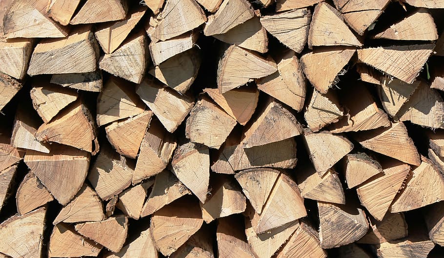 Wood, Firewood, Storage, holzstapel, growing stock, stack, full frame, HD wallpaper