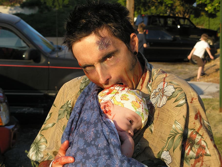man wearing brown floral collard shirt, Zombie, Parade, Walking Dead HD wallpaper