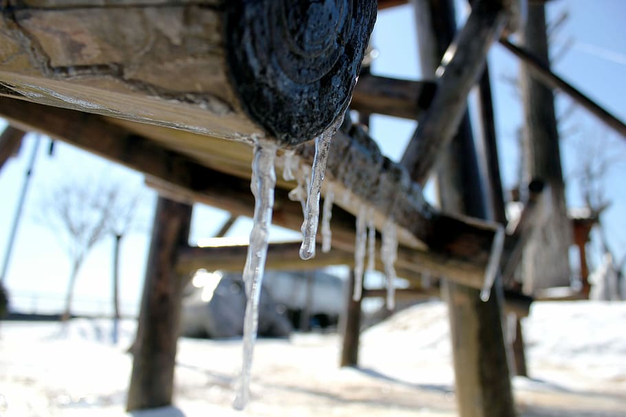 Icicles, Swing, Winter, snow, cold temperature, day, no people HD wallpaper