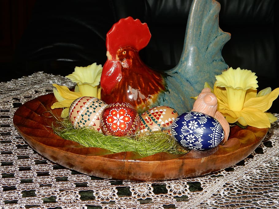 easter, spring, easter bunny, chicken, nest, easter egg, green HD wallpaper