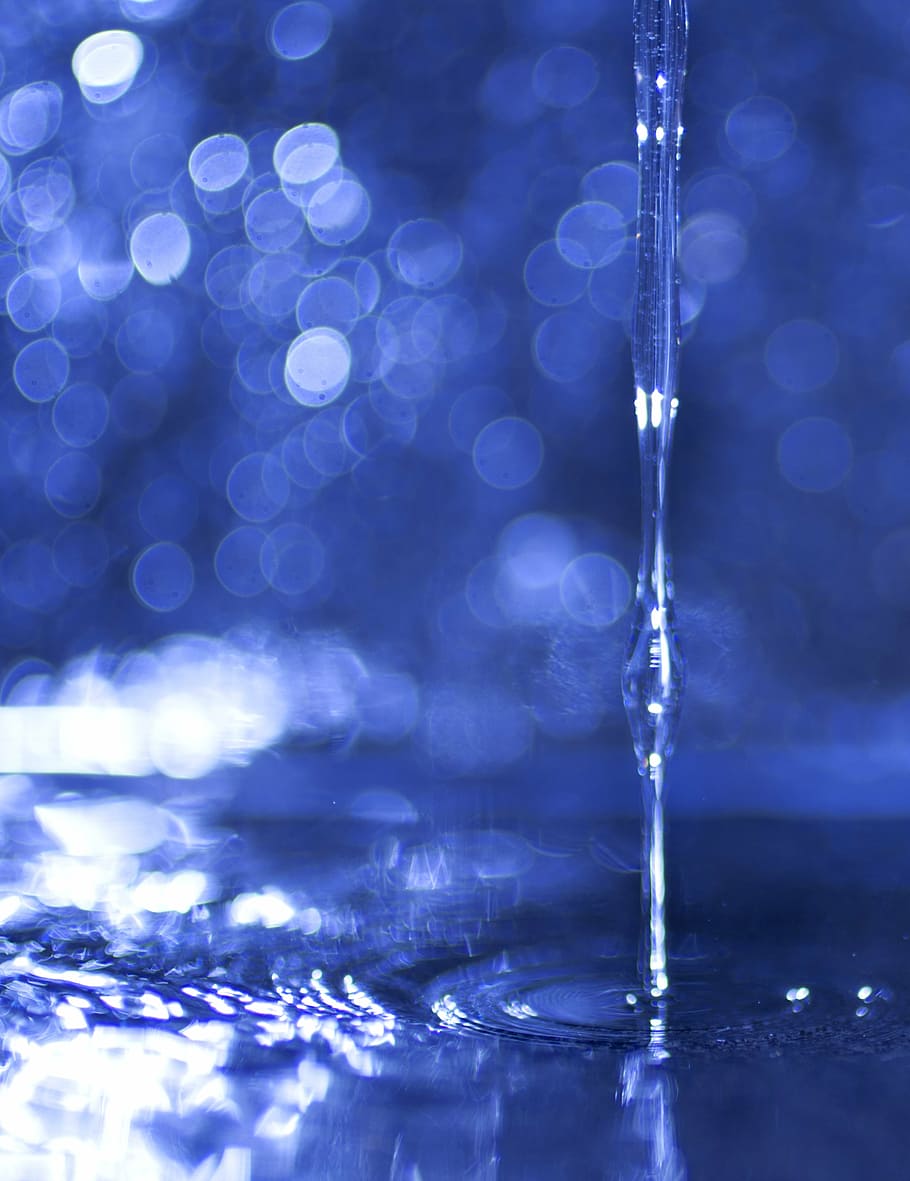 water drop, splash, drip, blue, faucet, liquid, clean, transparent, HD wallpaper