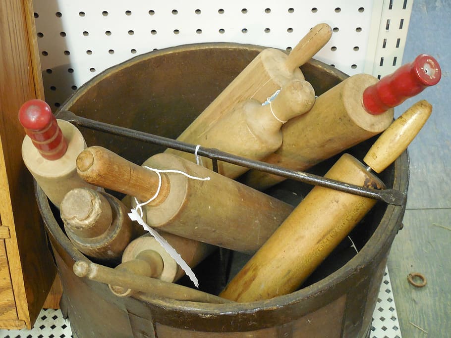 rolling pin, dough roller, wooden, traditional, utensil, preparation HD wallpaper
