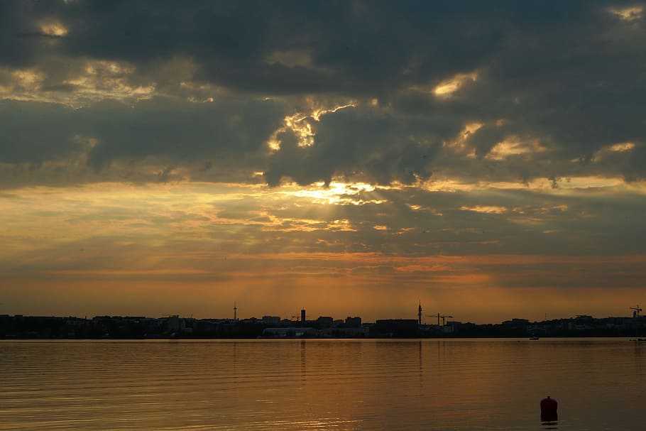 sea of clouds, Sky, Sunset, Weather, Cloudy, autumn, bay, urban HD wallpaper