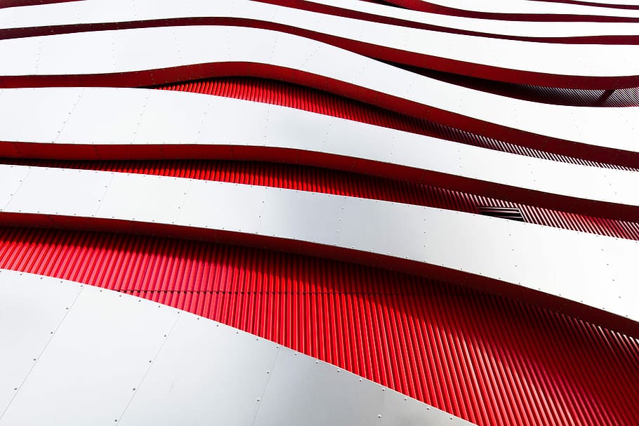 white and red metal frame, white and red textiles, texture, architecture