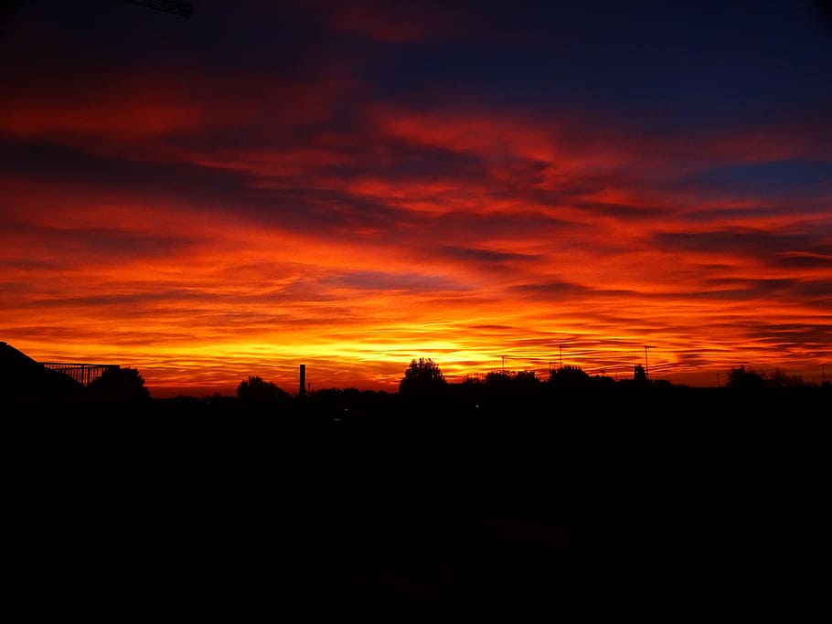 clouds, colors, sunset, silhouette, sky, cloud - sky, scenics - nature HD wallpaper