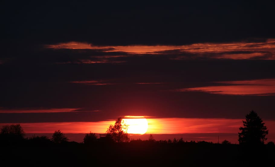 sunset, sky, abendstimmung, setting sun, clouds, evening sky HD wallpaper