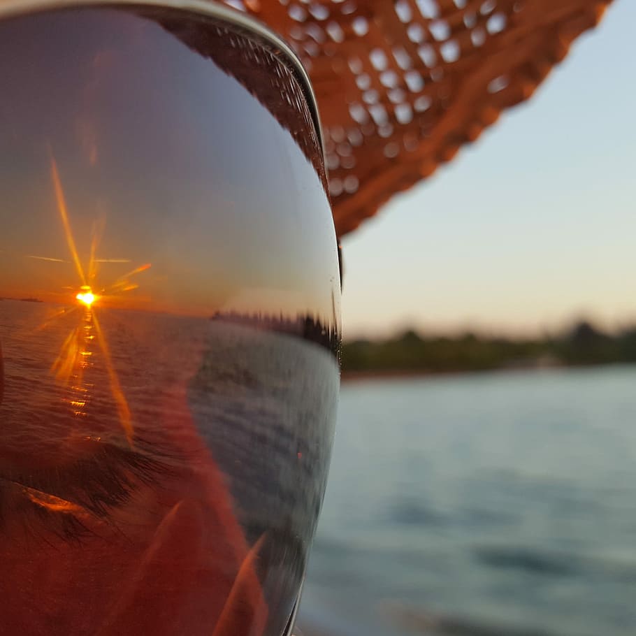 Sunset, Setting Sun, Summer, sunglasses, alcohol, drink, wine HD wallpaper