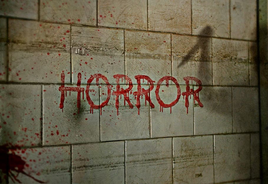 red Horror blood text, assassination attempt, murder, bloodbath, HD wallpaper