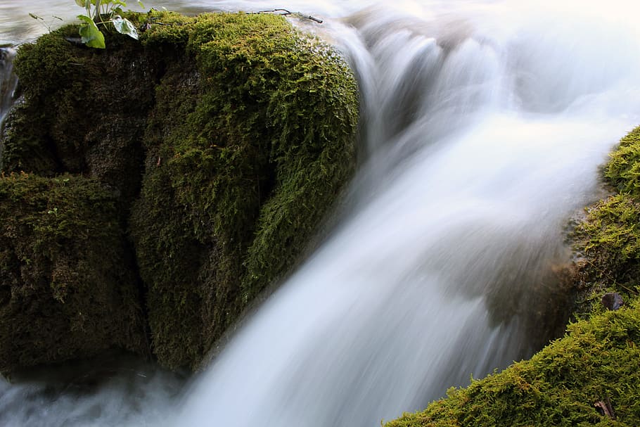 Waterfall, Long Exposure, Waters, river, bach, murmur, mystical HD wallpaper