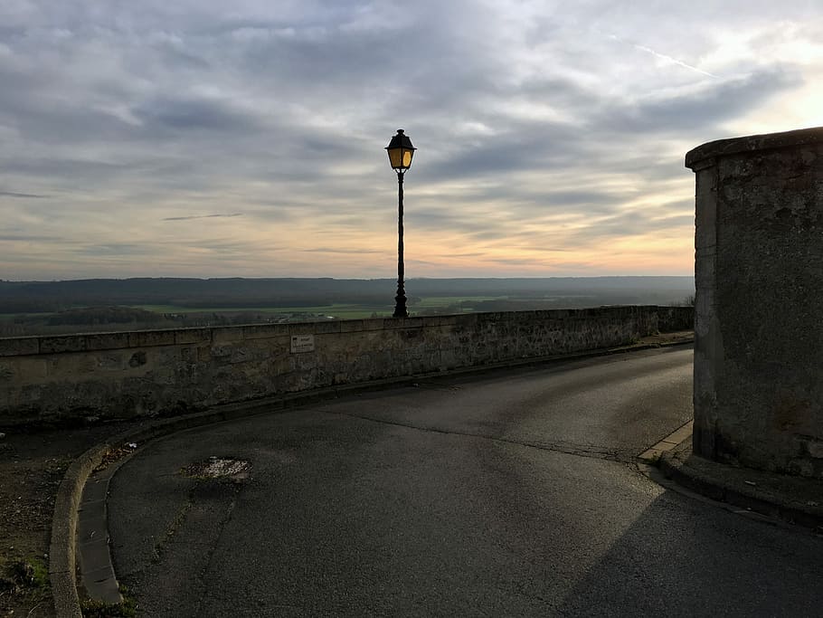 Landscape, View, Floor Lamp, Sunset, panorama, street, cloud - sky HD wallpaper