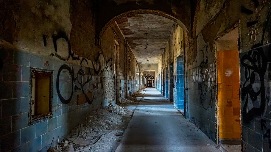 abandoned building, old, within, home, leave, floor, passage HD wallpaper