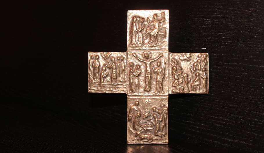Cross, Jesus, Christ, faith, bronze cross, religion, christianity, HD wallpaper