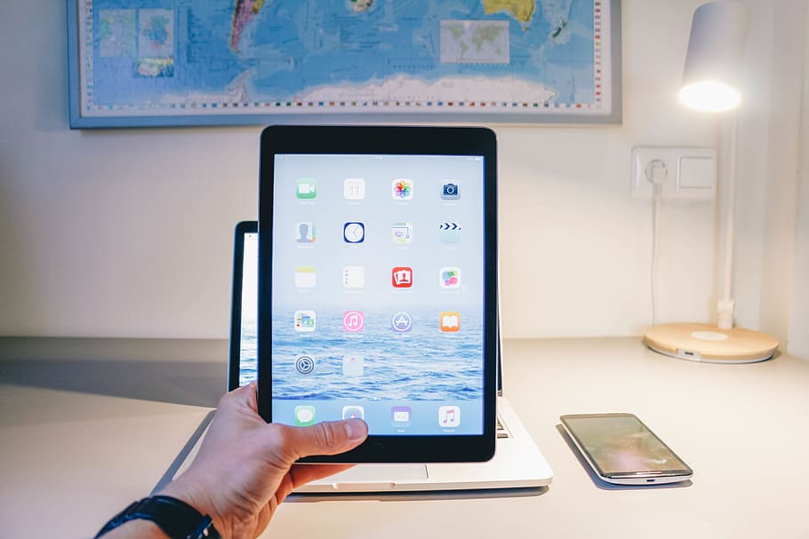 person holding black tablet computer, ipad, technology, mobile HD wallpaper