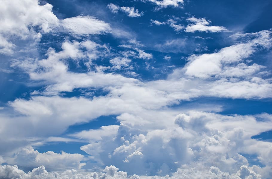 clouds graphic wallpaper, sky, blue, blue sky, blue sky clouds HD wallpaper