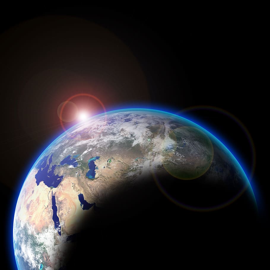 earth illustration, space, sun, planets, astronautics, sky HD wallpaper