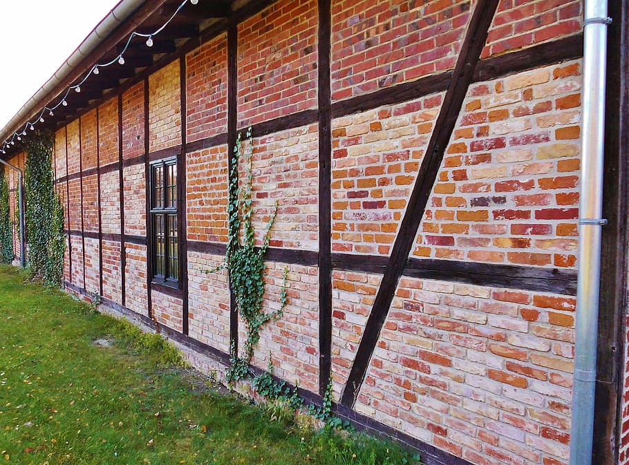 brick wall, red, old, truss, bricks, architecture, built structure HD wallpaper