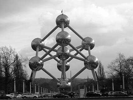 Atomium, Belgium, the atomium, heysel, brussels, sky, cloud - sky HD wallpaper