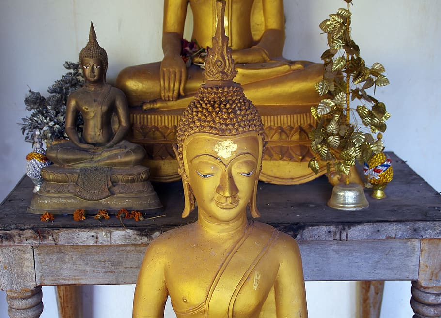 Laos, Vientiane, Pha That Luang, Buddha, doré, religion, sacred art, HD wallpaper