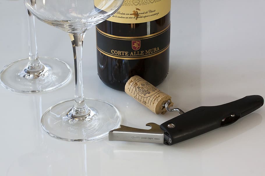wine, wine corks, corkscrew, drink, glass, food, alcohol, cork - stopper