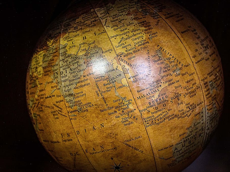 World, Earth, Balloon, Map, single object, space, old-fashioned HD wallpaper