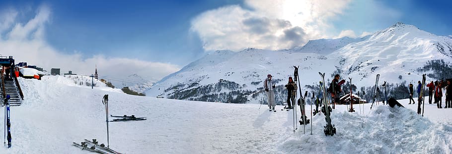 resort, winter, skiing, snow, cold temperature, mountain, mountain range HD wallpaper