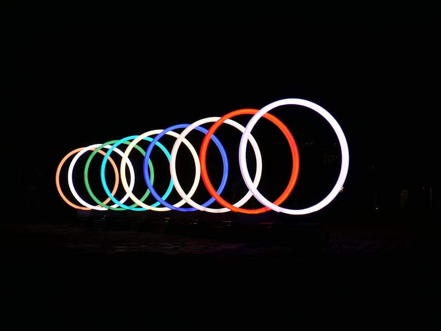 rings, lit, light, lighting festival, amsterdam, colo, colors, HD wallpaper