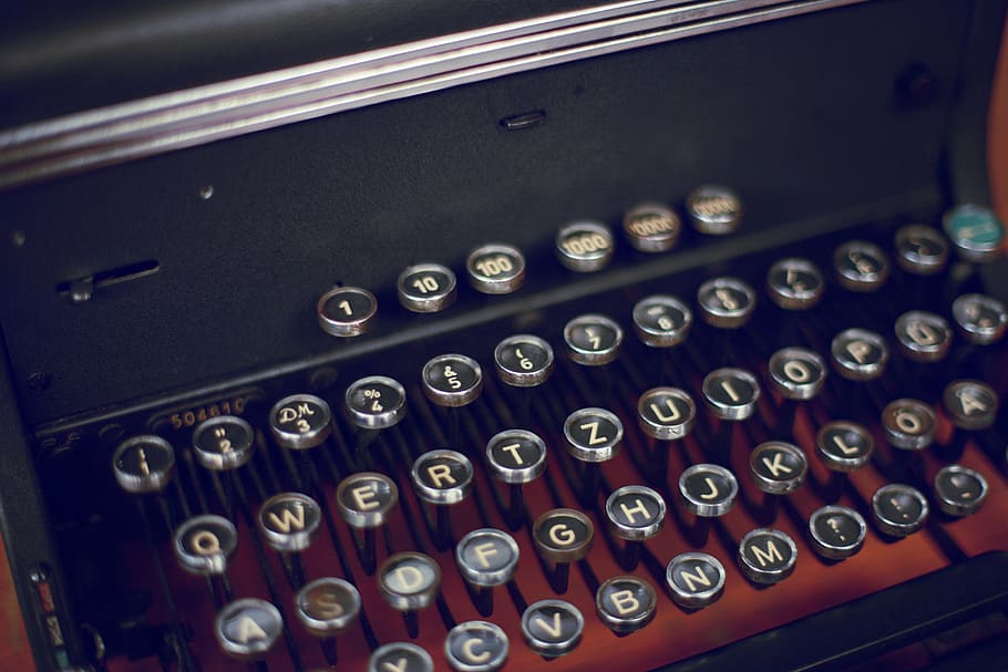 black typewriter, keys, letters, mechanically, old, keyboard HD wallpaper