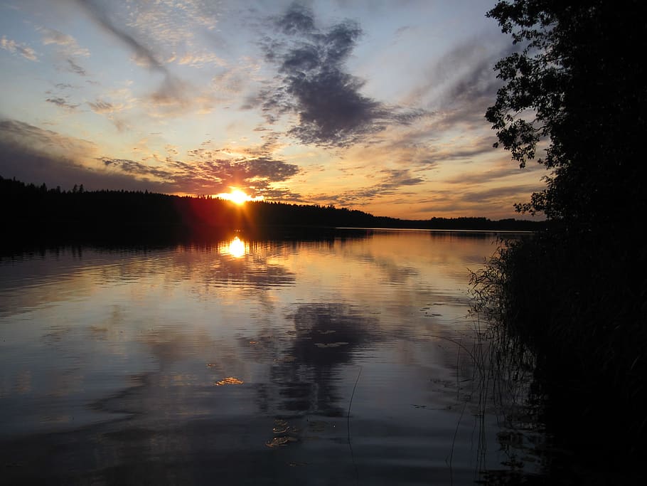 sunset, aurora, reflection, water bodies, sky, beauty in nature HD wallpaper