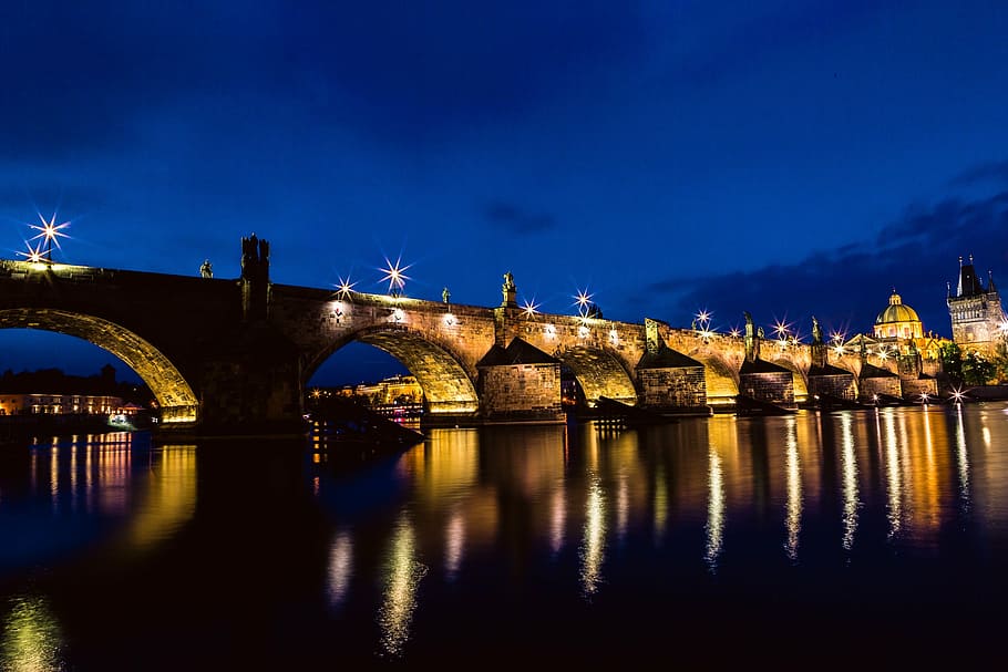 architecture, blue, bridge, building, castle, Charles Bridge HD wallpaper