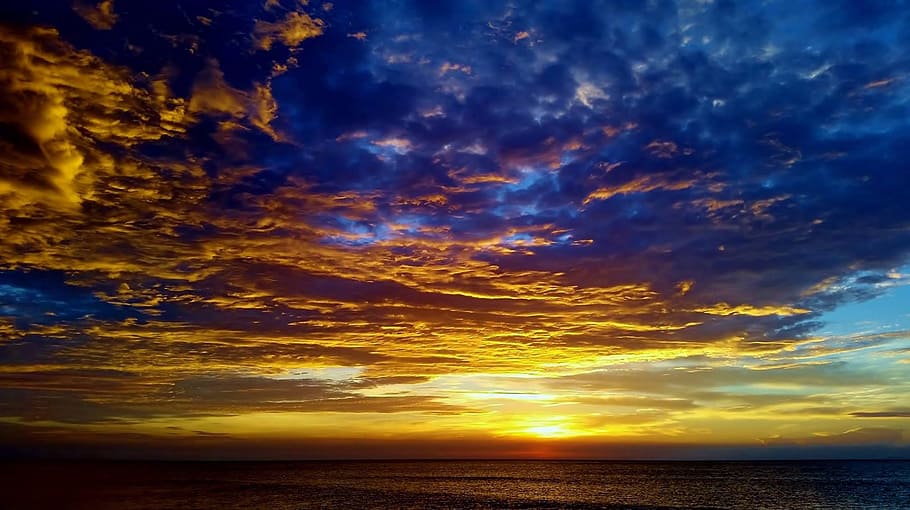 sunset, nature, dusk, outdoors, sky, sea, water, cloud - sky HD wallpaper