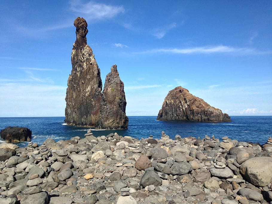 Rock, Orla, Ocean, cliff, mar, costa, island, sol, litoral HD wallpaper